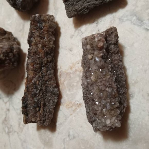 petrified wood covered in smokey \ smoky quartz stone rock fossil chunks - Picture 4 of 5